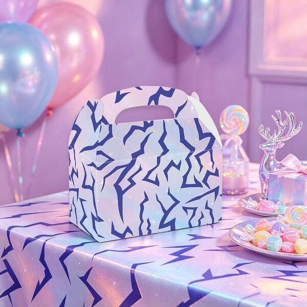 Purple Lightning Crackle Birthday Gift Box, Portable Paper Trumpet Shaped Gift Box, Birthday Party Small Gift, Birthday Party Scene Decoration, Party Gift Box, Snack Gift Box, Scene Decoration, Birthday Party Small Gift