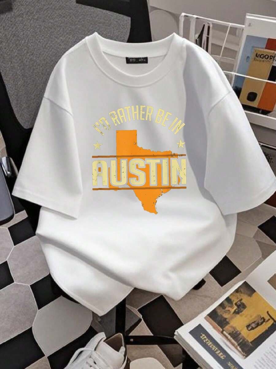 a camiseta con temática de Texas. Ropa de diseñador casual y transpirable para hombre. Prenda estampada elástica, versátil, suave, cómoda, de estilo unisex. Camiseta moderna para uso diario. - Blanco - Ver 1