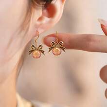 16mm Glass Triangular Faceted Round Beads With Alloy Bowknot DIY Pendant Loose Beads Necklace Earring Accessories For Keychain Bag Phone Car Hanging Decor - 16mm Triangular Facet + Bow Pendant - View 5