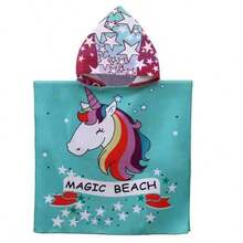 1pc Kids Hooded Cape Bath Towel, Soft Absorbent Cartoon Print Quick-Dry Beach Towel, Cute Bathrobe For Boys And Girls - Multicolor - View 4