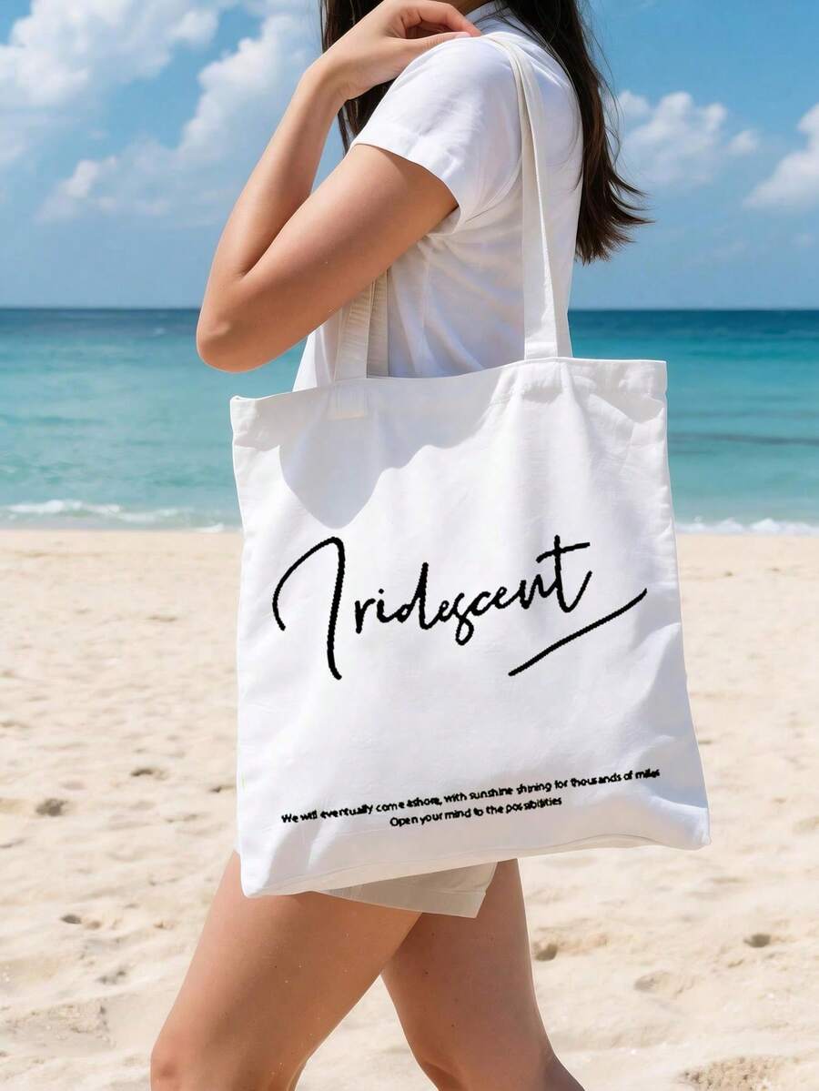 1pc Fashion Aunt Canvas Tote Bag - Large Capacity & Durable, Suitable For Shopping, Picnic And Travel, Creative Aunt Gift, Large Capacity Design, Back To School, Back To School Gift, Back To School Essentials, Holiday Essentials - Multicolor - View 1