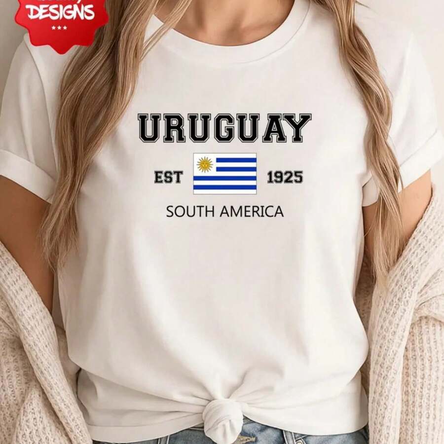 Uruguay Vintage Graphic , Uni Jersey, Summer Beachwear, Travel Uvenir, Gift Uruguay Fans, Birthday Gift, Everyday Wear. - 白色 - 查看 1