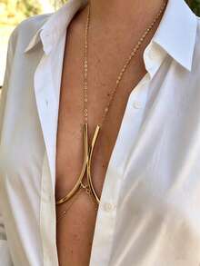 A Geometric Sexy Chest Support, European And American Fashionable Summer Bikini, Metal Chest Chain, Body Chain Suitable For Beach Vacation - Geometry - View 4