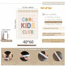 1件裝 帆布裝飾畫 兒童房牆面裝飾 波希米亞風「Cool Kids Club」裝框畫與「Play Every Day」兒童藝術畫 中性風格 即可掛裝 適合幼兒臥室、遊戲室、托兒所、嬰兒洗禮禮物、兒童禮物、趣味友誼主題 現代俏皮兒童房裝飾 - 彩色 - 查看 16