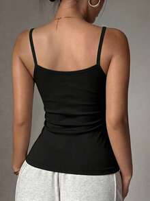 Sexy Style Lace Patchwork Backless Camisole, Elastic Slimming Tank Top For Outerwear And Layering - Black - View 2