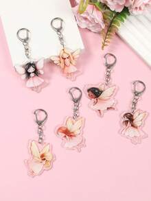 6 piezas Llavero con tema de hadas y elfos, Llavero colgante de hada mariposa, Colgante de decoración de fiesta con tema de hadas de acrílico, Llavero de regalo de vuelta de fiesta de cumpleaños, Decoración de fiesta de revelación de género, Colgante accesorio para mochila, Decoración colgante de cumpleaños de hadas, Decoración de mesa de baby shower, Relleno de regalo de cumpleaños, Decoración de habitación, Decoración del hogar, Favor de fiesta - Hada A - Ver 6