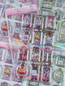 透明彩色窗框造型玻璃貼紙，壓紋裝飾窗貼，適用於筆記本、日記本、手機殼、書籤 - 彩色 - 查看 4