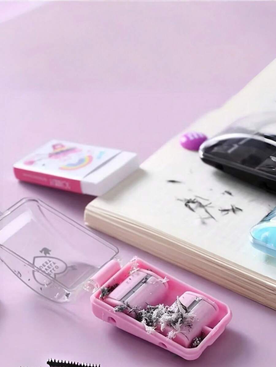 2pcs Desktop Eraser Cleaner Mini Small Pencil Shavings Cleaner Portable Cute Eraser Dust Collector For Elementary Students Desk - A - View 1