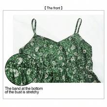 Bohemian Floral Print Ruffle Hem Beach Vacation Dress Elegant Summer - Green - View 5