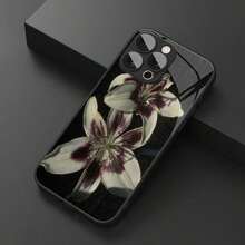 An Elegant Phone Case That Does Not Include A Lanyard Or Stand. This Shockproof, High-End, And Stylish Glass Phone Case Features A Vintage Floral Leopard Print And Intertwined Flowers. It's Compatible With [Brand Name Missing] And Made Of Tempered Glass, Making It A Perfect Spring Gift. - 黑色 2 - 查看 1