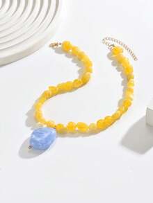 1pc Or 4pcs Exaggerated Bohemian Fashion Elegant Dopamine Colorful Asymmetrical Plastic Pendant Necklace, Fashion Elegant Layered Jewelry Set For Vacation, Beach, Party, Dinner, Daily Wear And More, Plastic Size, Position, Color And Pattern Are Multi-Color Handmade, Each Piece Is Different But Doesn't Affect Your Purchase - Multicolor - View 11