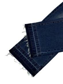 UMINOW Women's Long Straight Leg Denim Jeans, Casual Style, With Pockets, Button And Zipper Details, Non-Stretch Fabric Fall - Blue - View 8