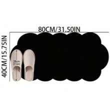 1pc Black Wavy Edge Asymmetrical Area Rug, Decorative Carpet, Bedroom Decor, Floor Mat, Carpet, Home Decor, Living Room Rug, Small Living Room Rug, Bedroom Carpet, Living Room Home Decor, Outdoor Rug, Washable Carpet - Black - View 13