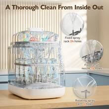 Baby Bottle Washer, Sterilizer & Dryer - All-In-One Cleaning Machine For Bottles, Pump Parts & Baby Essentials - Time-Saving & Effortless Care - White - View 7