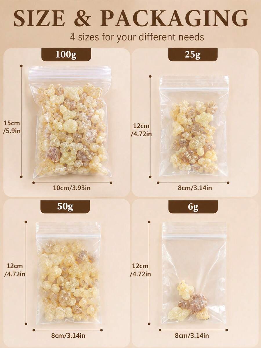 6/25/50/100g Pure Frankincense, Natural Incense, No Additives, Naturally Dried, Long-Lasting Fragrance, Hand-Selected - Mastic - View 1
