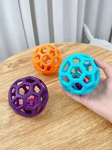 Durable Hollow Elastic Bell Ball, Teething Training Ball, Self-Play Toy, Suitable For Small To Medium Pet Dogs And Cats, Cute Toy Ball With Inner Bell, Random Color - Multicolor - View 10