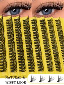 Kit de 200 piezas de pestañas en racimo 3D talla grande vendidas | Volumen ligero y natural, aplicación sin esfuerzo, pestañas en racimo de lujo | Efecto de ojo de gato seductor para noches de discoteca - Aprobado para gimnasio y fiesta en la piscina - D - Ver 2
