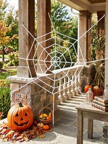1 pieza Telaraña de peluche blanca, Decoración de telaraña de peluche, Decoración de Halloween, Suministros para fiestas de Halloween 2026 interiores/exteriores, Decoración de pared, Decoración del hogar de Halloween, Decoración colgante de casa embrujada, Decoración de invierno, Decoración de fiesta de Halloween, Suministros para fiesta de Halloween, Recuerdos de fiesta - Telaraña blanca - Ver 4