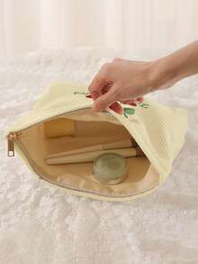 1 buah Tas Penyimpanan Kosmetik Portabel Motif Ceri, Dicetak Dua Sisi, Tas Kosmetik Perjalanan dengan Resleting, Tas Organizer Perlengkapan Mandi Multifungsi - MultiWarna - View 2
