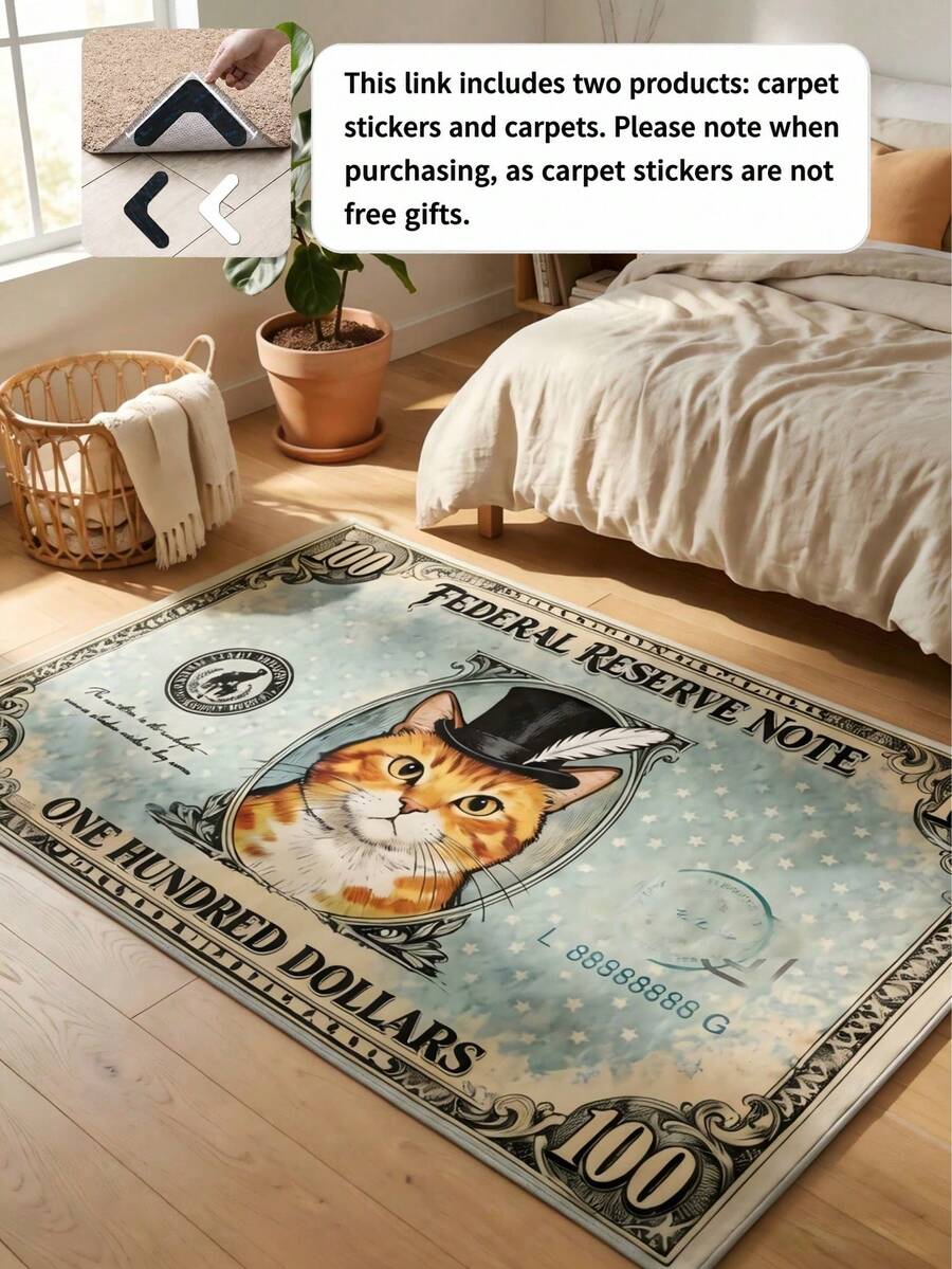 1 pieza Alfombra de área con diseño de gato naranja, Alfombra para sala de estar, Alfombra, Alfombra de área para sala de estar, Alfombra de área pequeña, Tapete, Decoración del hogar, Alfombra grande para sala de estar, Alfombra redonda, Decoración del hogar para sala de estar, Decoración de habitación, Alfombra lavable, Regalo para la temporada de graduación - gato atigrado naranja - Ver 1