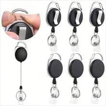 4pcs Metal Retractable Zinc Alloy Lanyard And Key Chain Clip, Anti-Loss Oval Design, Suitable For ID Cards, Credit Cards, Access Cards, Etc., Suitable For School, Home And Office Use - Multicolor - View 1