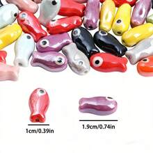 20/40pcs Charm Fish Ceramic Beads Loose Spacer Beads For DIY Jewelry Making Bracelets Earrings Necklaces And Phone Charms Accessories - 10x19mm - View 4