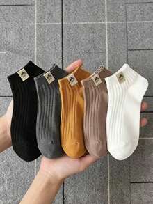 5 Pairs Random Assorted Men's Thin Summer Short Socks, Snow Mountain Striped Retro Casual Socks - Multicolor - View 5