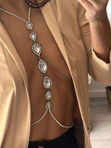 Women's Classic Bra Chain, Sparkling Rhinestone Body Jewelry, Sexy Party Accessory - White - View 1