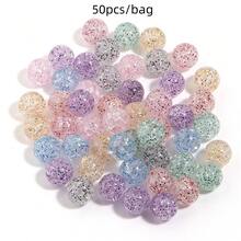 10-100pcs Acrylic Cracked Rainbow Floral Scattered Beads, Starry Straight Hole Round Beads, DIY Bracelet Necklace Accessories, Jewelry Making Beads - Seven-colored Scattered Beads - View 10
