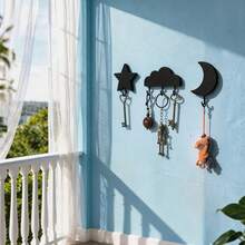 1 Set No-Drill Star Moon Cloud Wall Hanging Rack Hooks Suitable For Keys And Accessories - View 10