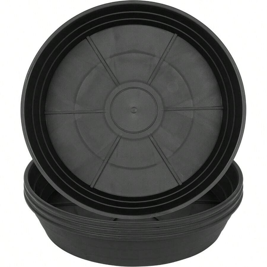 4 paquetes de bandejas de goteo de platillo de plantas de 6 pulgadas, platillos redondos de plstico para macetas para interiores y exteriores - 6 pulgadas (paquete de 4) + negro - - Ver 1