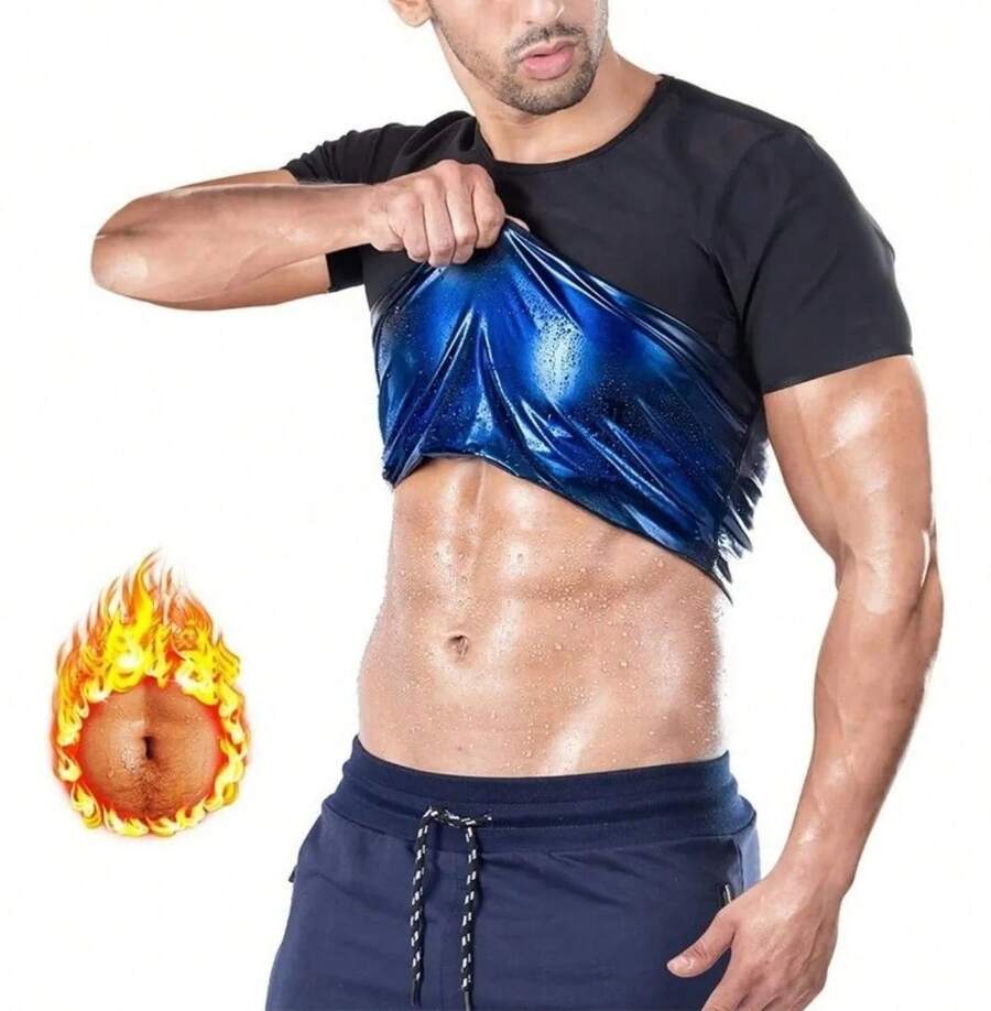 Baofeng Men's Sauna Effect T-Shirt For Sweat And Compression - Black - View 1