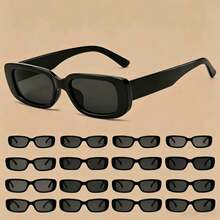 16pcs Black Rectangular Fashion Glasses, Thick Frame Retro Party Eyeglasses, UV Protection Adult Eyewear, Birthday Club Beach Pool Holiday Costume Accessories, Holiday Role Play Party Gift Supplies, Unisex - View 2