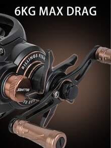 BILLINGS Baitcasting Fishing Reel,7.2:1 High-Speed Gear Ratio,6KG Max Drag,Metal Spool,Magnet Braking System Fishing Reel,For Freshwater Saltwater - Black - View 4
