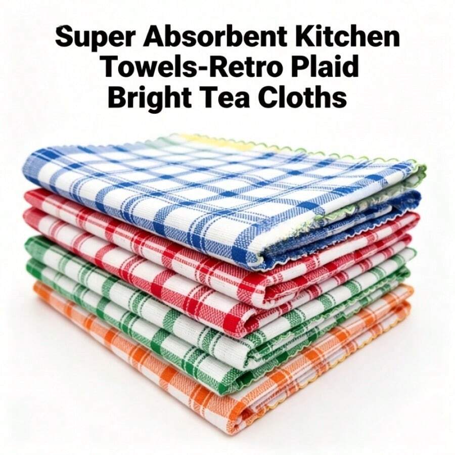 Premium Absorbent Kitchen Towel 5pcs Set - Tea Towels, Ultra Soft And Quick Dry, Made Of Wide Striped Fabric, Suitable For Dining Table, Countertop And Restaurant Coffee Table, Can Be Used As Kitchen Cleaning Cloth, Multiple Colors