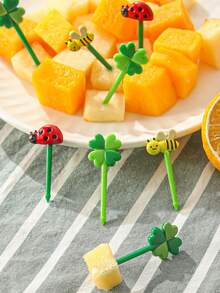 WGROOM 8pcs/16pcs Plastic Random Color Fruit Forks, Disposable Dessert Cake Fruit Picks, Kitchen Dessert Forks, Suitable For Wedding, Banquet, Gift, Birthday - Multicolor - View 2