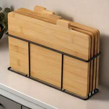 2026 Label Marked Bamboo Cutting Board Collection With Storage Stand, Rustproof Metal Frame Chopping Board Organizer, Multipurpose Kitchen Accessory For Home Food Cutting & Classification Storage - Camel - View 10