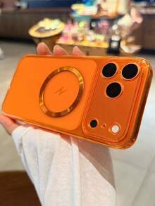 Funda de teléfono de lujo con acabado mate, disipación de calor, carga inalámbrica magnética, compatible con iPhone 17Pro Max 16 15 14 13 Pro Max, funda protectora translúcida a prueba de golpes - Naranja transparente - Ver 2