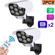 1/2 piezas Tira de luz solar con sensor de movimiento de 77 LED con control remoto, luz de inundación inalámbrica para exteriores similar a una cámara de , adecuada para hotel, porche, jardín, patio, entrada - Luz de pared inalámbrica alimentada por energía solar - Multicolor - Ver 12