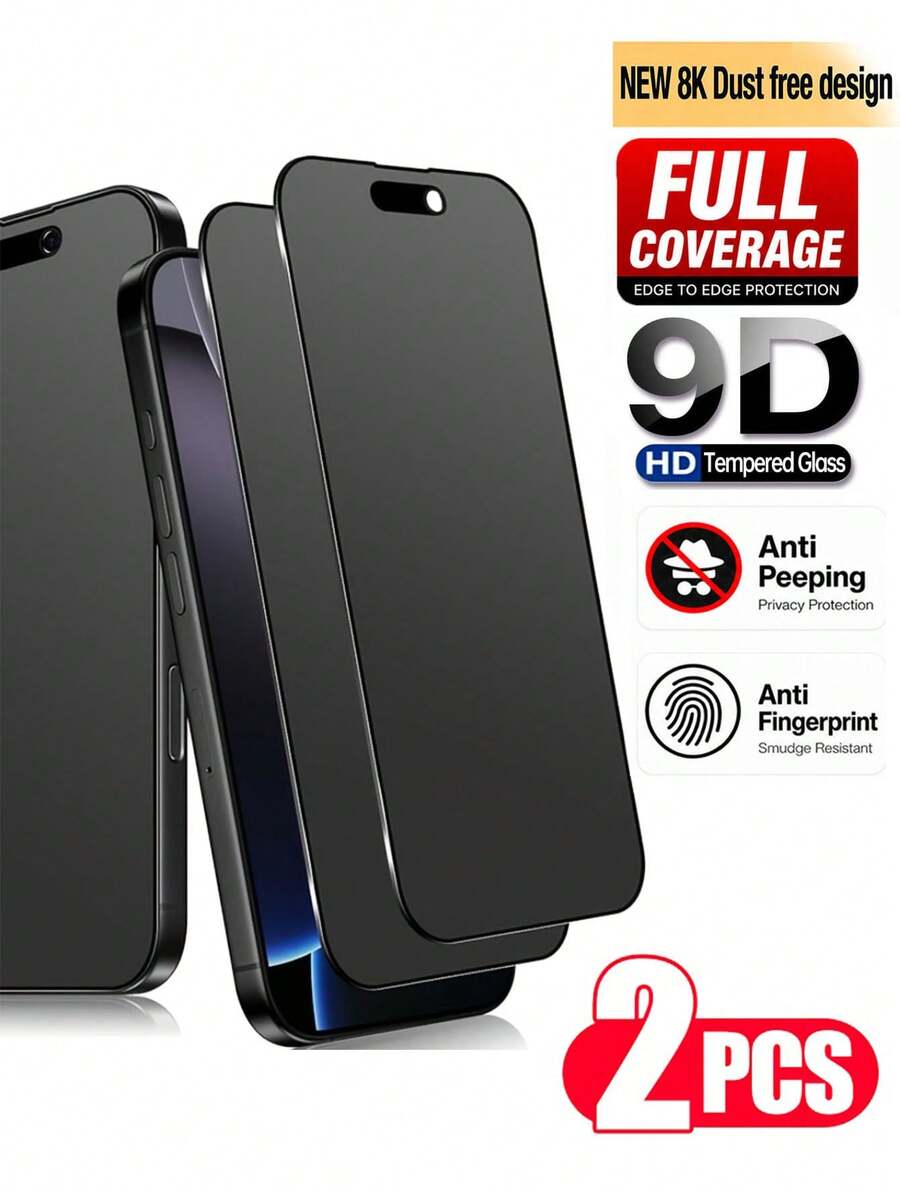 CASECOPS 2入組 霧面防窺螢幕保護貼適用於 iPhone 17 Pro Max [6.9 吋]，鋼化玻璃材質，防震防刮，防震保護與防窺功能確保僅正面可視，相容於 17 Pro Max/17 Pro/17 Air/17/16/15 Pro Max/15/14/13 - 黑色 - 查看 1
