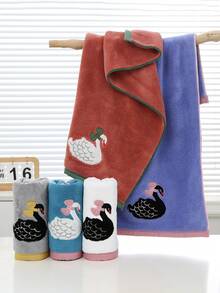 1pc/2pcs White Swan Coral Fleece Bathroom Decor Towel, Soft Absorbent Lint-Free, Unisex Home Use, Beach Wrap, Extra Large Bath Towel, Outdoor Pool Towel, 35*75cm Bath Towel 1pc Or 70*140cm Bath Towel 1pc - White - View 10