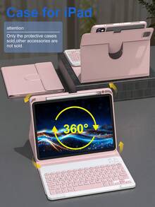 360°旋转键盘保护套，兼容iPad A16（第11/10代）、第9/8/7代（10.2英寸）、iPad Air（10.9/11英寸），采用TPU翻盖PU皮革材质，内置无线蓝牙键盘（150mAh电池）和支架，粉色 - 粉色 - 查看 2