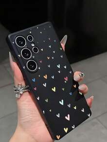 1 pieza de funda de teléfono a la modaNo incluye cordón ni soporte. Resistente a golpes. Funda para teléfono con estampado de leopardo, a la moda, con forma de corazón, anticaída, antideslizante, compatible con Galaxia A04e/A05s/A13/A14/A15/A34/A35/A50/A52/A53/A54/S21/S22/S23/S24/S25/S25Ultra, versión internacional, no la versión para el hogar. - Negro 8 - Ver 1