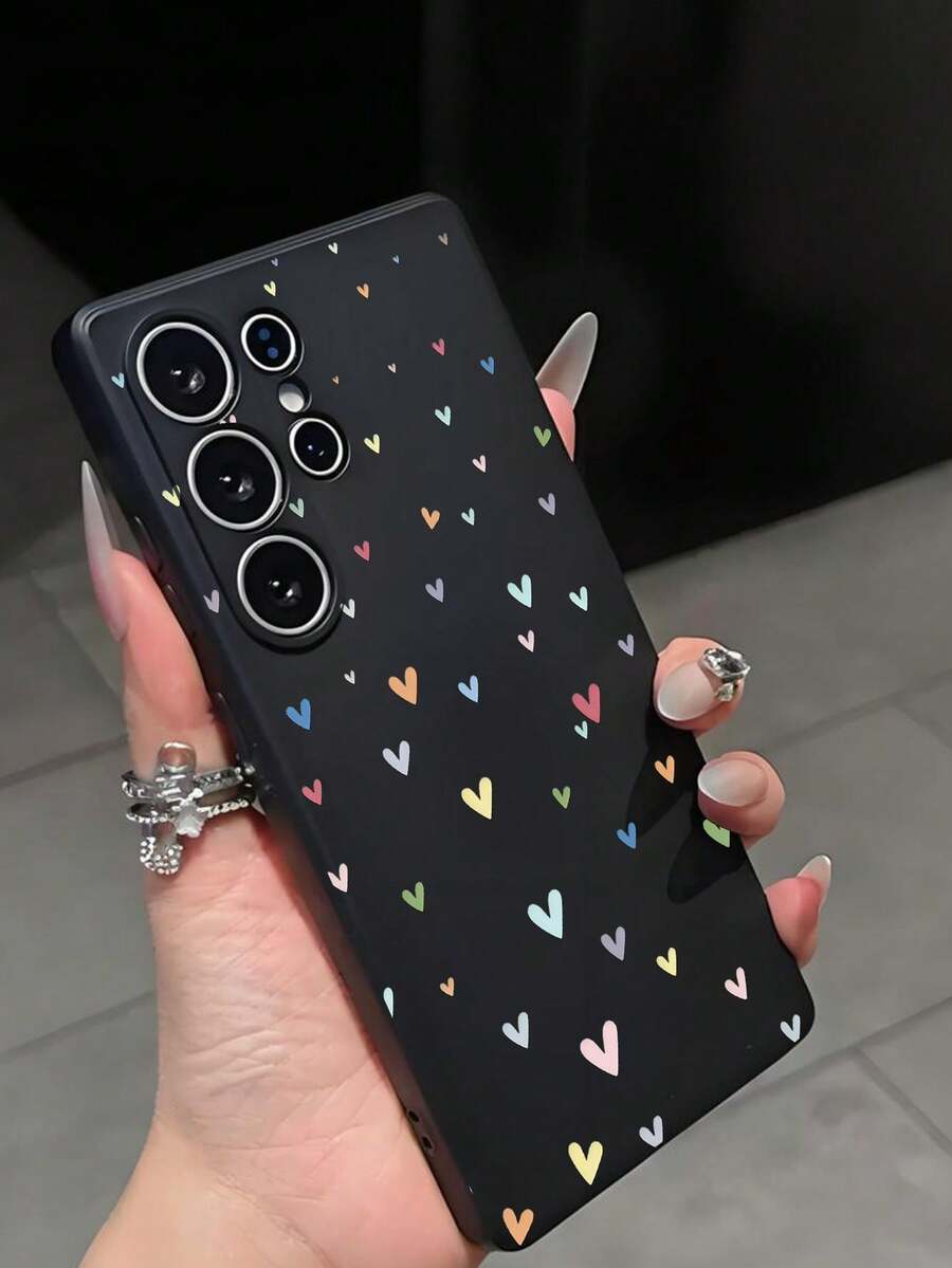 1 pieza de funda de teléfono a la modaNo incluye cordón ni soporte. Resistente a golpes. Funda para teléfono con estampado de leopardo, a la moda, con forma de corazón, anticaída, antideslizante, compatible con Galaxia A04e/A05s/A13/A14/A15/A34/A35/A50/A52/A53/A54/S21/S22/S23/S24/S25/S25Ultra, versión internacional, no la versión para el hogar. - Negro 8 - Ver 1