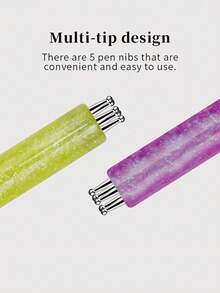 1pc Petal Pattern Nail Art Brush + Acrylic Color Card Stick, Multi-Color Acrylic Fiber Nail Art Pen, DIY Nail Art Creation Portable Nail Art Tool Travel Essential Accessory. Cute Petal Print Nail Art Brush Acrylic Color Card Stick Set, Single Pack Line Painting Pen, Home DIY Nail Art Display Stick Portable Nail Art Tool - Multicolor - View 5