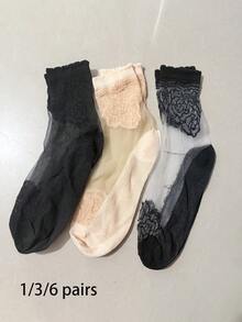 1/3/6 Pairs Women's Leopard Print Striped Fashion Casual Mid-Calf Socks, Breathable And Comfortable, Random Color, Suitable For Daily Wear And Outings, All Season Style - Multicolor - View 7