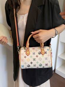 Niche, Understated Luxury Style, Colorful Geometric Monogram Boston Bag, Adjustable Shoulder Strap, Fashionable And Versatile Women's Shoulder Bag. - Multicolor - View 4