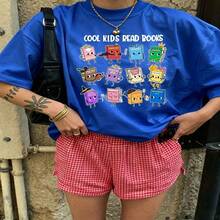 Cute Graphic T-Shirt Daily Casual 100% Cotton Oversized Soft Breathable Casual Crewneck Short Sleeve Top Aesthetic Daily Fashion Lovers Casual Wearers Daily Outfit Enthusiasts Gift Givers - 藍色 - 查看 18