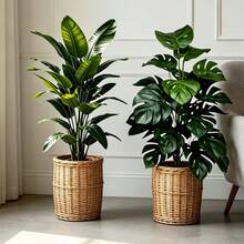 2pcs Nordic Home Style Extra Large Artificial Bonsai Plants, Wealthy Banana + Lucky Turtle Leaf, Outdoor/Indoor Decoration, Suitable For New Year, Easter, Housewarming, Father's Day, Graduation Season, Independence Day, Halloween, Anniversary Decoration | No Watering Required, All Season Display, Foliage, Sturdy Structure, Holiday Decoration, Party Organizer, Event Planner - Multicolor - View 2