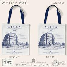 World Heritage Landmark Sketch Tote Bag, 3 Cities Optional: Mount /London/AlUla, Vintage Blue Print Large Capacity Canvas Bag, French Blue Pen Drawing Effect Pattern, Thick Fabric, Washable, Non-Deforming And Non-Fading, Suitable For Commuting, School, Short Trips, Store Visits, Artistic Outings, Versatile Item For Global Travel Enthusiasts, World Heritage Collection Series, Perfect For Gifts Or Personal Use - Multicolor - View 10